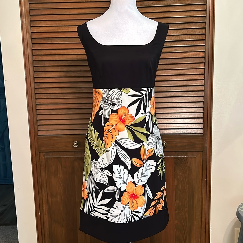 AGB Floral Tropical Empire Waist Sheath Summer Dress Size 8